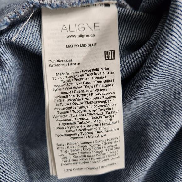 NWT ALIGNE Anthropologie Mateo Asymmetrical Denim Midi Shirt Dress Size 6 - Picture 3 of 7